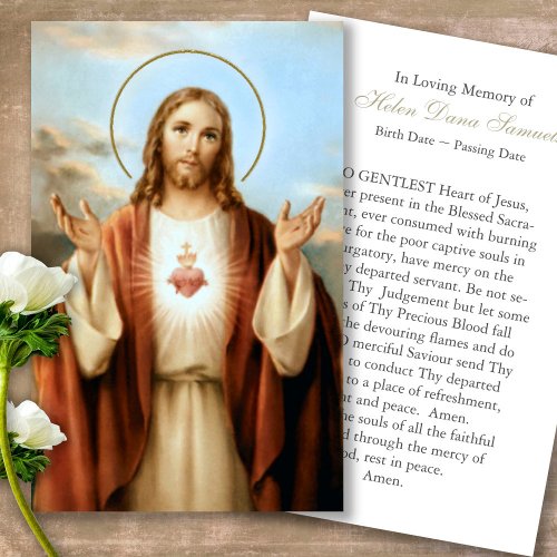 Memorial Scared Heart Jesus Prayer Sympathy Cards
