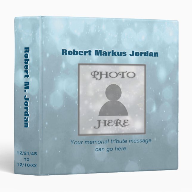 Memorial Scrap Book 3 Ring Binder (Front/Spine)