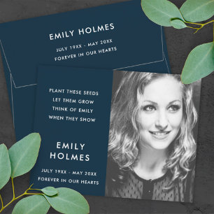 Memorial Seed Packet Funeral Favor Modern Navy Envelope