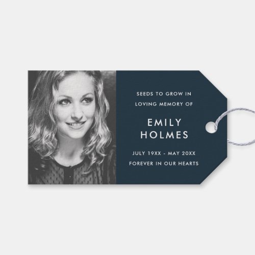 Memorial Seed Packet  Funeral Favor Modern Navy Gift Tags