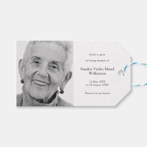 Memorial Seed Packet Funeral Favor Modern photo Gift Tags