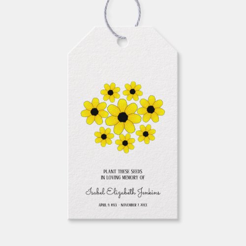 Memorial Seeds Yellow Daisy Funeral Keepsake Gift Tags