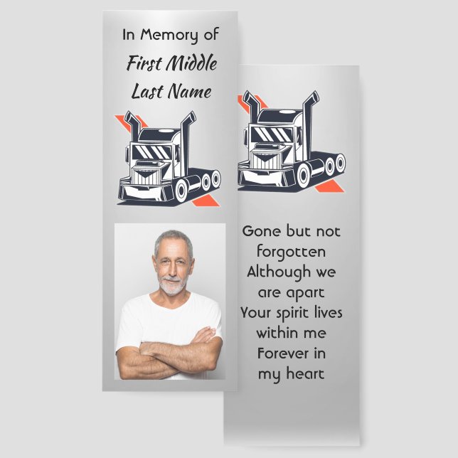 Memorial Semi-Truck Tractor-trailer Bookmarks (Front & Back)