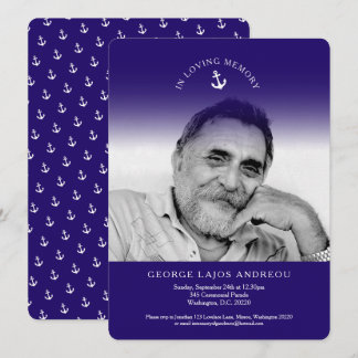 Memorial service anchor sea funeral invitations