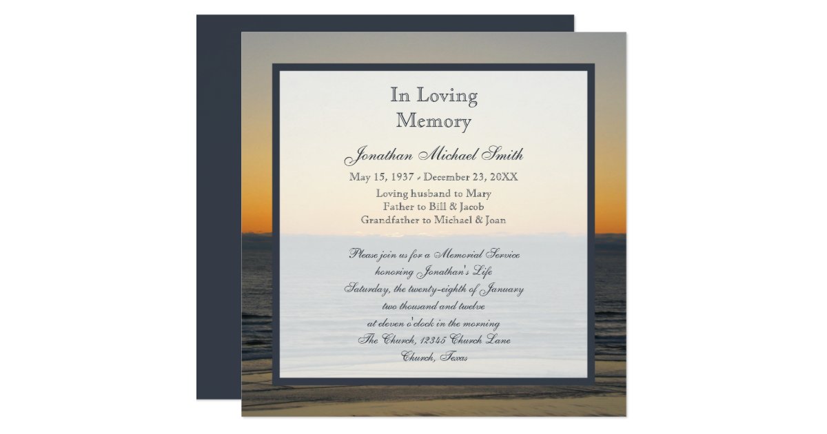 Memorial Service Announcement Invitation | Zazzle