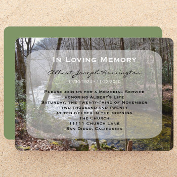 Memorial Service Announcement Invitation Forest by sympathythankyou at Zazzle