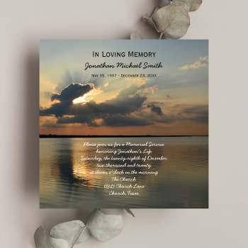 Memorial Service Announcement Invitation -- Sunset by sympathythankyou at Zazzle