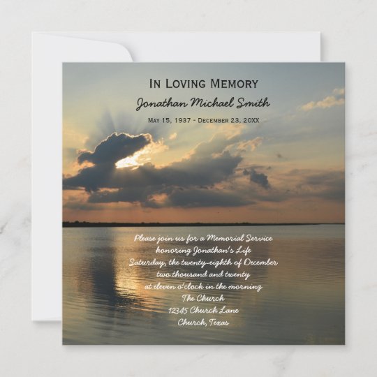 Memorial Service Announcement Invitation Sunset