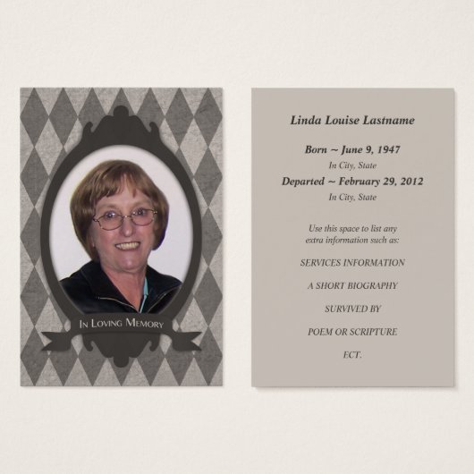 memorial service announcments (Front & Back)