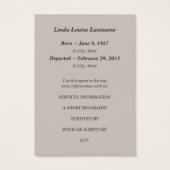 memorial service announcments (Back)