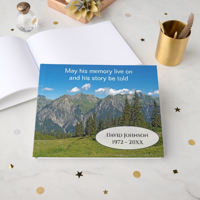 Memorial Service Austrian Alps In Summer Guest Book (Front Open)