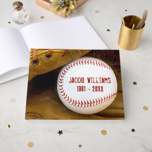Memorial Service Baseball In Glove Guest Book