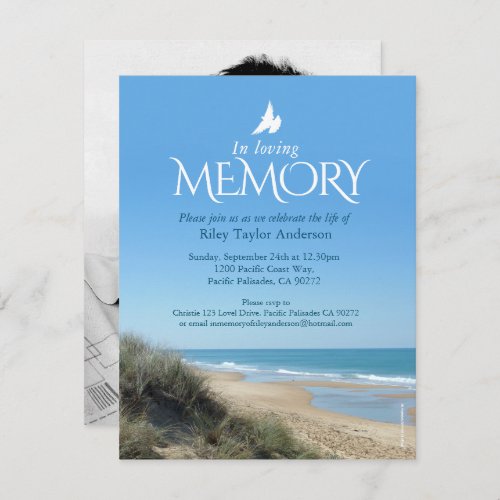 Memorial service beach funeral invitations
