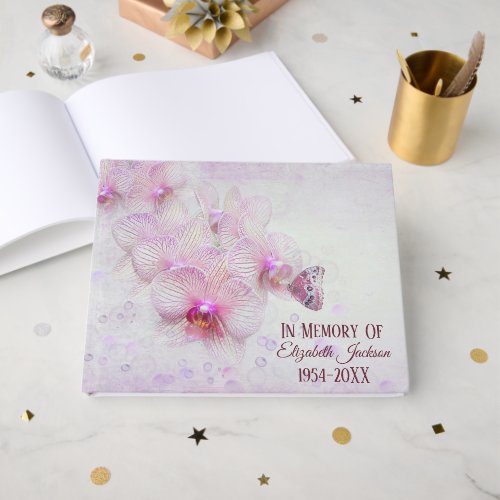 Memorial Service Butterfly On Pink Orchids