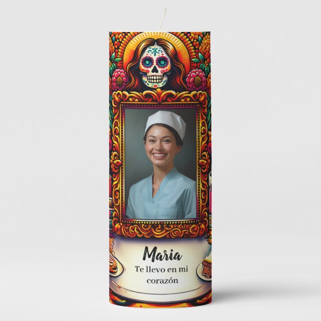 Memorial service candle photo Pillar Candle (Front)