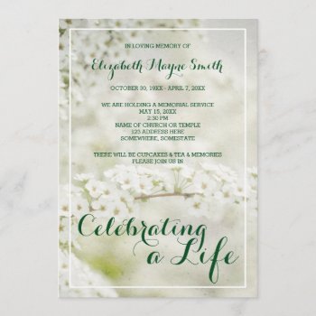 Memorial Service Celebrating A Life Baby’s Breath Invitation by BeverlyClaire at Zazzle