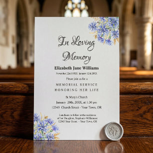 Memorial Service Celebration of Life Cornflower Invitation