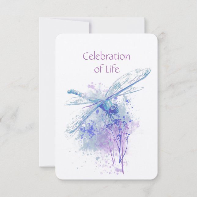 Memorial Service Celebration of Life Dragonfly Invitation (Front)