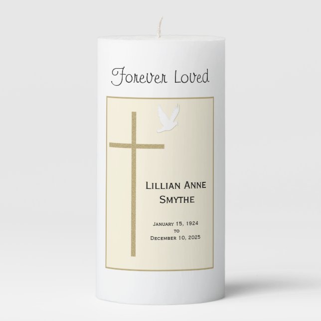 Memorial Service Christian 3 x 6 Pillar Candle (Front)