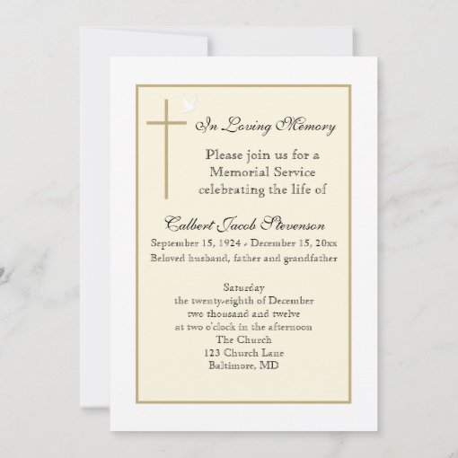 Memorial Service Christian Invitation Announcement | Zazzle