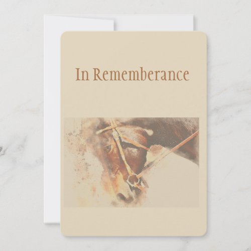 Memorial Service Classic Watercolor Horse Invitation