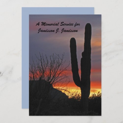 Memorial Service Desert Southwest Cactus at Sunset Invitation