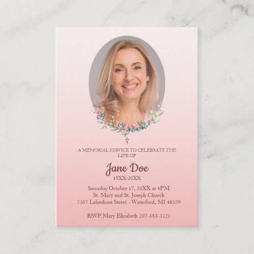 Memorial Service Design for Dear Ones Funeral Business Card