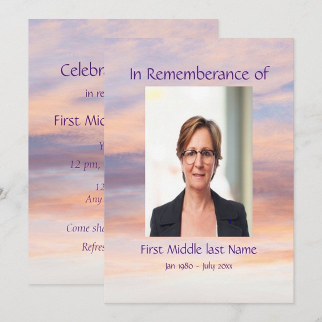 Memorial Service Evening Sunset Sunset  Invitation (Front/Back)