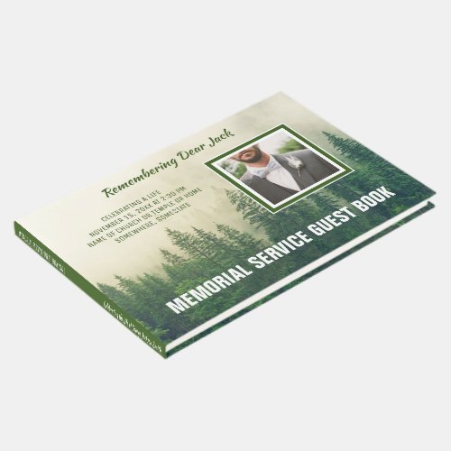 Memorial Service Foggy Forest Trees Add Your Photo Guest Book