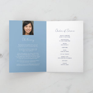 Memorial service funeral heart oval photo blue program