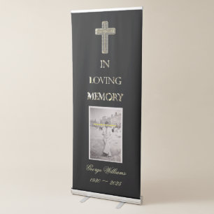 Memorial Service Funeral In Loving Memory Elegant Retractable Banner