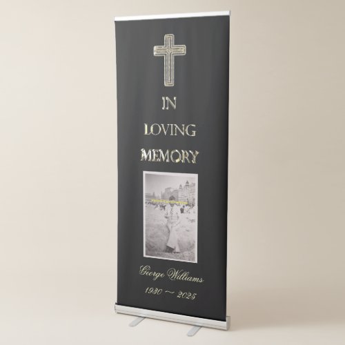 Memorial Service Funeral In Loving Memory Elegant Retractable Banner
