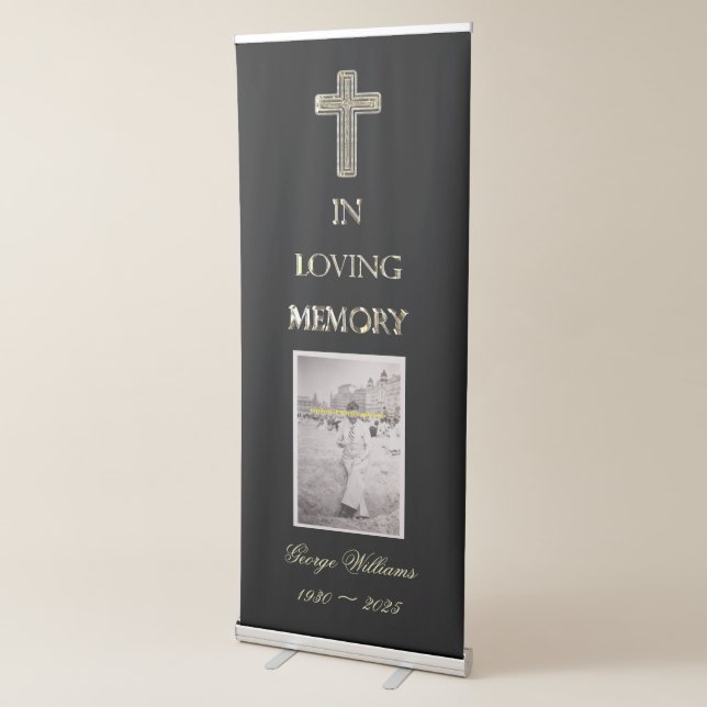 Memorial Service Funeral In Loving Memory Elegant Retractable Banner (3/4)
