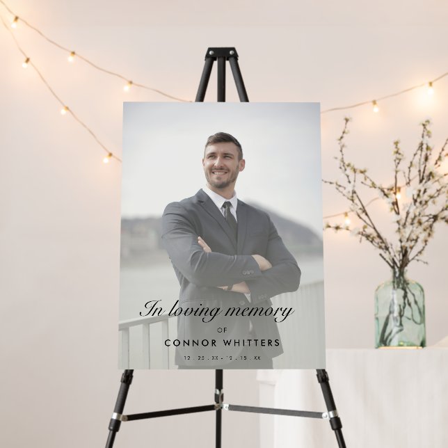 Memorial Service Funeral Welcome Sign With Photo (In Situ (Stand))