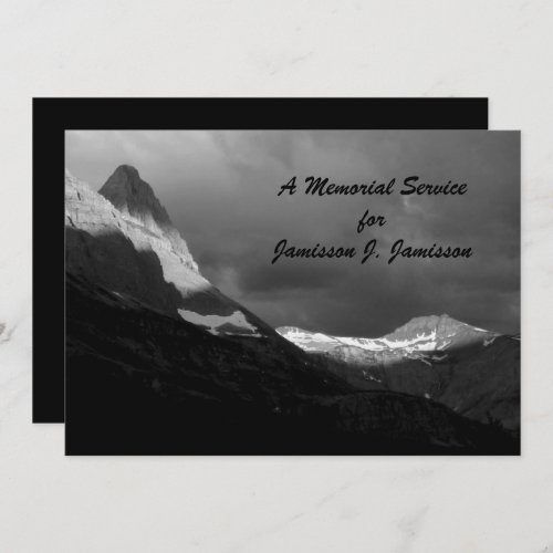 Memorial Service Glacier National Park BW Sunrise Invitation