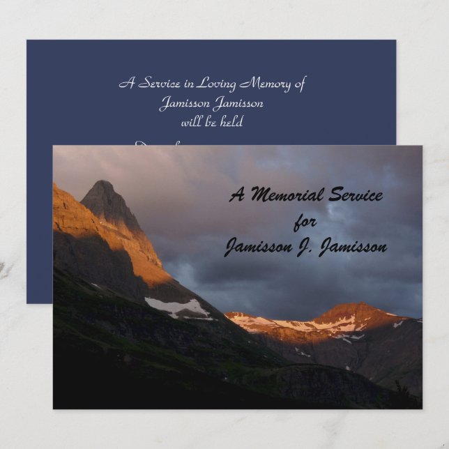 Memorial Service Glacier National Park Sunrise Invitation (Front/Back)