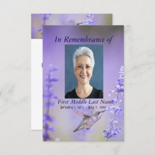 Memorial Service Hummingbird Lavender Custom Invitation