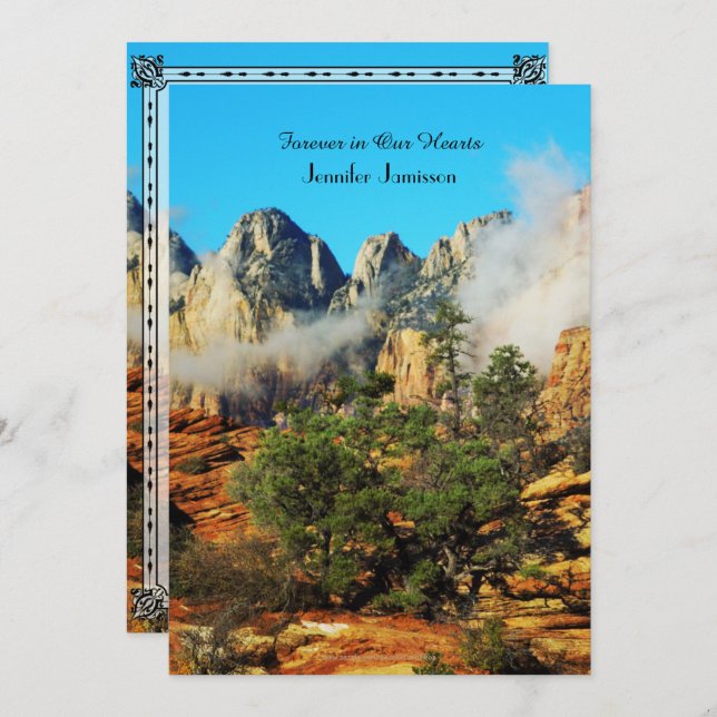 Memorial Service Invitation, Canyon with Clouds Invitation (Front/Back)