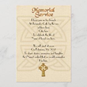 Memorial Service Invitation Celtic knot & cross