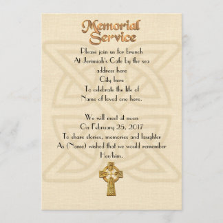 Memorial Service Invitation Celtic knot & cross