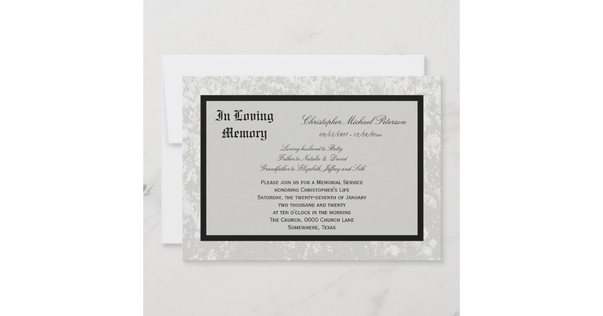 Memorial Service Invitation -- Classic Design | Zazzle