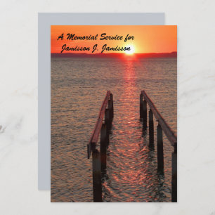 Memorial Service Invitation, Dock Pier Sunset Invitation