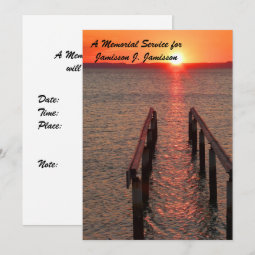 Memorial Service Invitation, Dock Pier Sunset Invitation | Zazzle