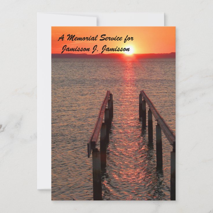 Memorial Service Invitation, Dock Pier Sunset Invitation | Zazzle