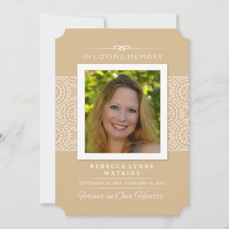 Memorial Service Invitation - Elegant Gold & White | Zazzle