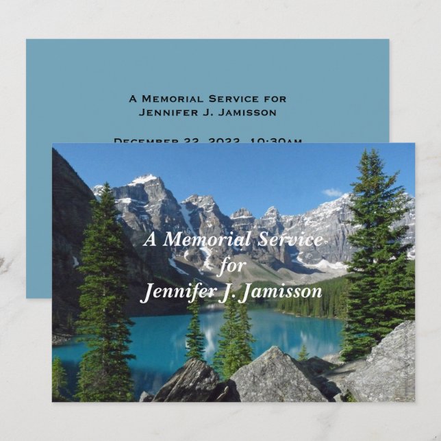 Memorial Service Invitation Mountains Lake (Front/Back)
