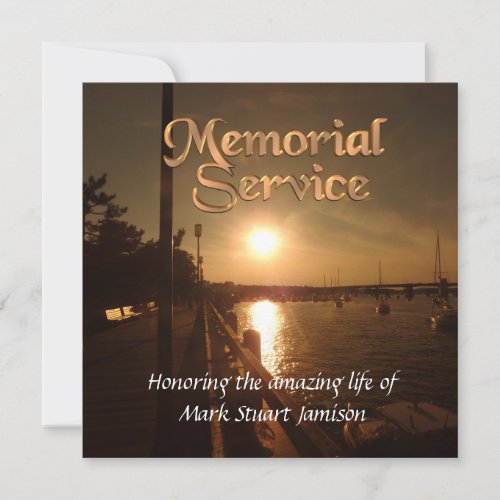 Memorial service invitation Sunset