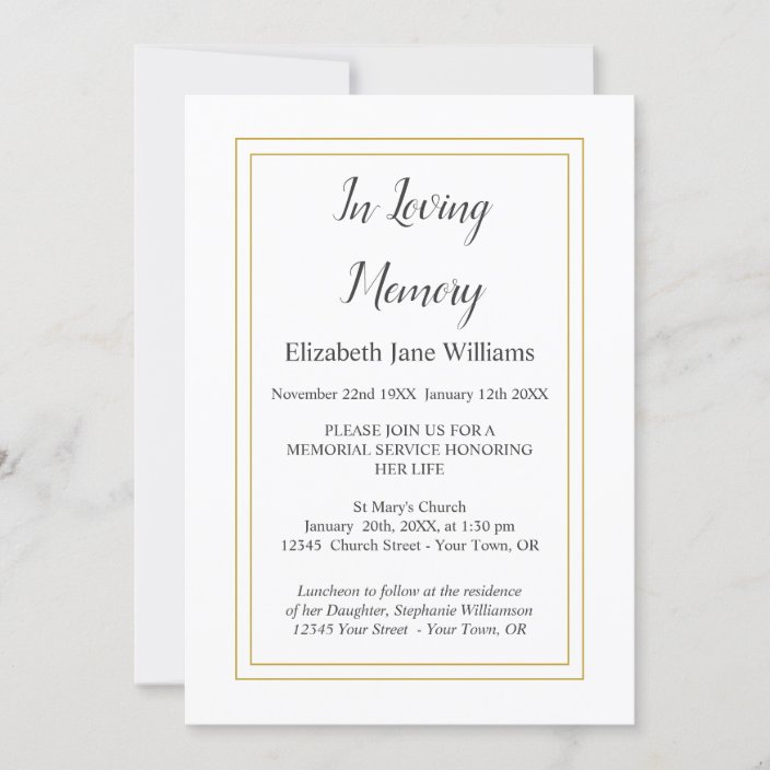 Memorial Service Invitations | Simple Elegant | Zazzle.com