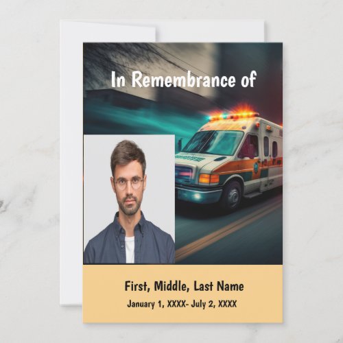Memorial Service Invite Ambulance Attendant Driver