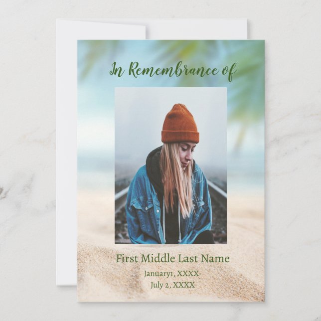 Memorial Service Invite Beach Ocean Sea Lake (Front)